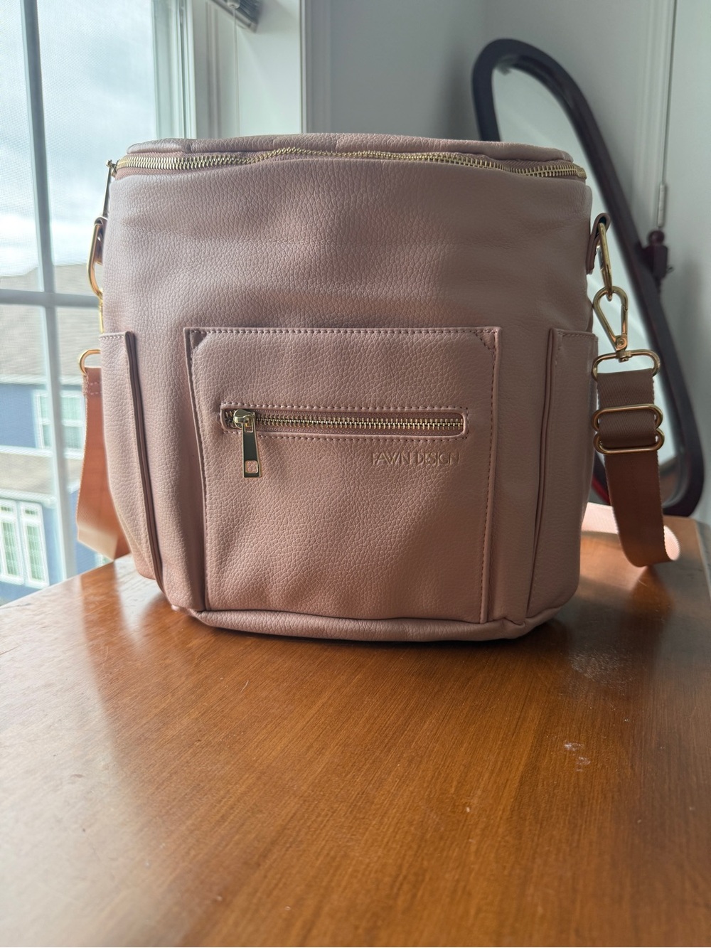 Fawn Design Blush Pink Diaper Bag with Gold Hardware